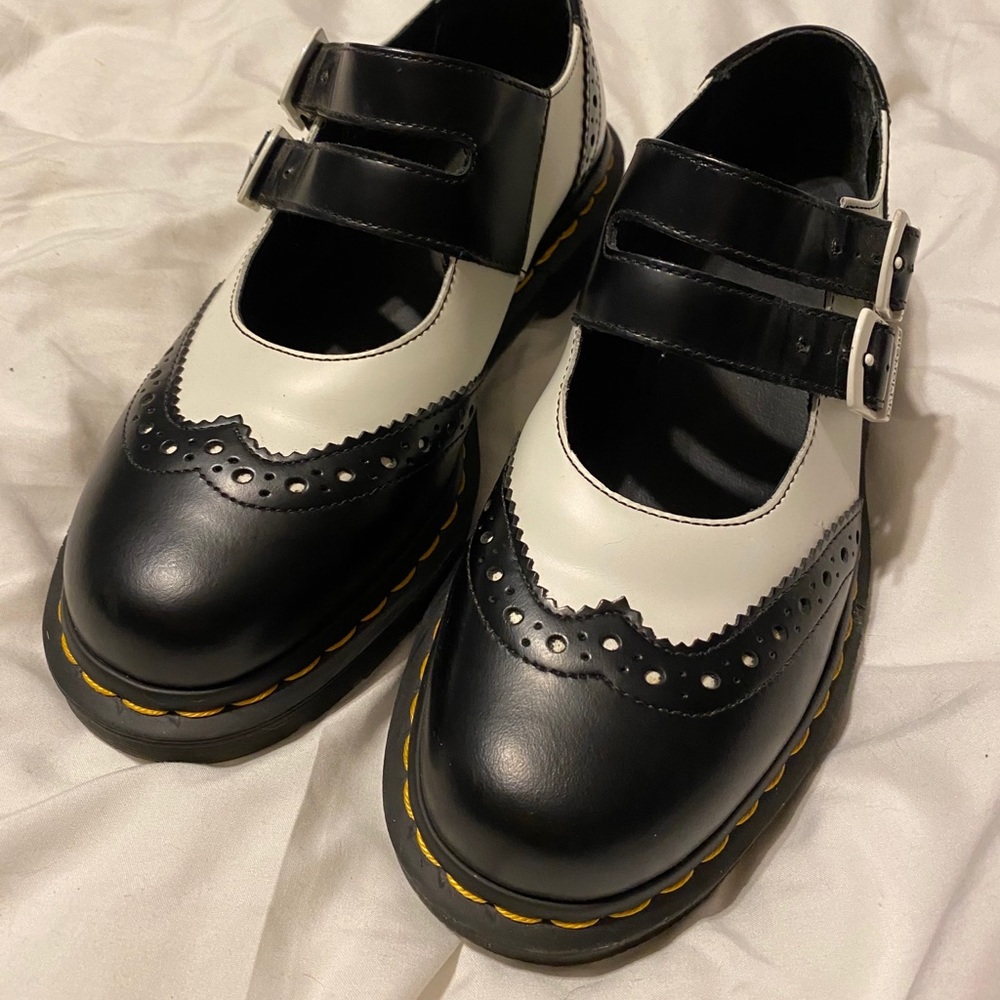Black & White Wingtip Dr. Martens Mary Janes